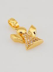 Ciondolo Angelo Custode Placcato Oro e Diamanti Strass - 15mm