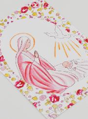 Immagine del Battesimo - Vergine Maria e Colomba dello Spirito Santo - Rosa