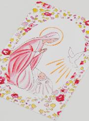 Immagine del Battesimo - Vergine Maria e Colomba dello Spirito Santo - Rosa
