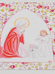 Immagine del Battesimo - Vergine Maria e Angelo Custode - Rosa