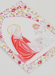 Immagine del Battesimo - Vergine Maria e Angelo Custode - Rosa