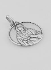 Medaglia di Battesimo del Sacro Cuore di Gesù in Argento - 18mm