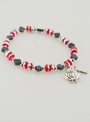 Bracciale Decina Perle Fiori di Ematite - Croce