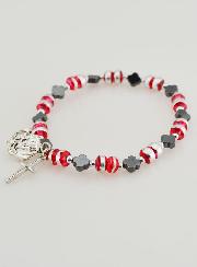 Bracciale Decina Perle Fiori di Ematite - Croce