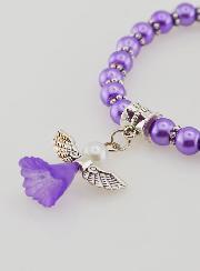 Bracciale Religioso Bambino Angelo Custode - Perle Viola