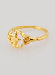 Anello Croce e Fiore Placcato Oro - Misura 58