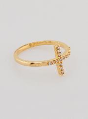 Anello Croce e Diamanti Strass - Placcato Oro - Misura 58