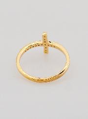 Anello Croce e Diamanti Strass - Placcato Oro - Misura 58