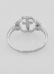 Anello Croce e Fiore in Argento Massiccio - Misura 54
