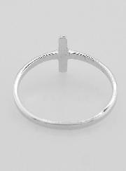 Anello Croce e 1 Diamante Strass - Argento Massiccio - Misura 60