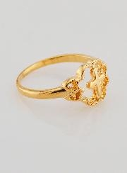 Anello Croce e Fiore Placcato Oro - Misura 54