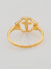 Anello Croce e Fiore Placcato Oro - Misura 54
