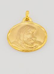 Medaglia di Battesimo Vergine con Bambino Gesù in Oro