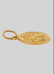 Medaglia Angelo Custode Rotonda Effetto Diamante in Oro 375/1000