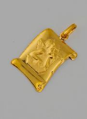 Medaglia Pergamena Angelo Custode in Oro 375/1000