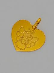 Medaglia Angelo Custode Cuore Modello Femmina in Oro