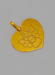 Medaglia Angelo Custode Cuore Modello Femmina in Oro