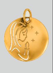 Medaglia Vergine in Preghiera con Stelle in Oro 9 Carati