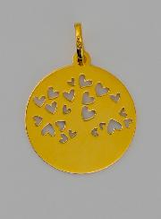 Medaglia Albero di Vita e Cuore Rosso in Oro
