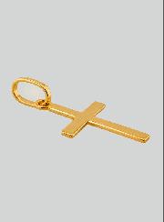 Ciondolo Piccola Croce in Oro a Filo Piatto Giallo Massiccio