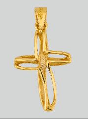 Ciondolo Croce Intrecciata Traforata in Oro Giallo Massiccio