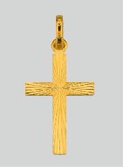 Ciondolo Croce Striata e Diamantata in Oro Giallo Massiccio