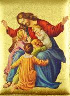 Icona Gesù Cristo Con Bambini - Dipinta a Mano