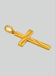 Ciondolo Croce di Cristo Scolpita - Oro Massiccio Giallo