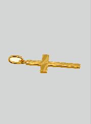 Ciondolo Croce di Cristo Scolpita - Oro Massiccio Giallo