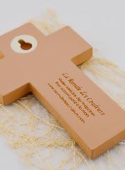 Croce Bambino in Legno Acqua di Battesimo - Marrone - 12cm