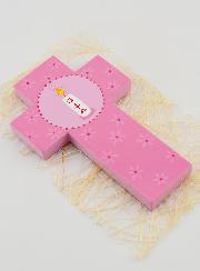 Croce Per Bambina Candela del Battesimo - Rosa