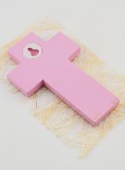 Croce Per Bambina Candela del Battesimo - Rosa