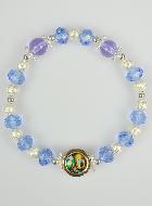 Bracciale Religioso Perle di Vetro Blu - Medaglia di Lourdes