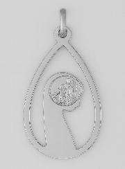 Medaglia Profilo Santa Vergine Meria Traforata  - Argento 925/1000