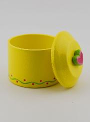 Scatola per Rosario in Legno -  Giallo con Cuore Rosa