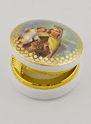 Scatola Portaostia Immagine Vergine Incoronata con Gesù Bambino - 5 cm