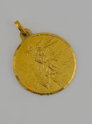 Medaglia San Michele Arcangelo in Oro Massiccio 18 k - 18 mm