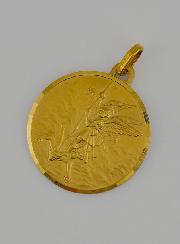 Medaglia San Michele Arcangelo in Oro Massiccio 18 k - 18 mm