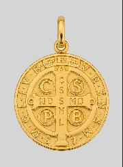 Medaglia San Benedetto Oro Massiccio 18k - 16 mm