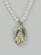 Collana Medaglia Vergine Miracolosa Argento - Perle Bianche