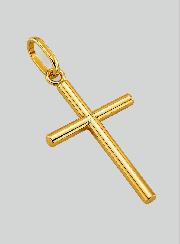 Ciondolo Croce Classica Filo Tondo - 22mm - Oro Massiccio 18k
