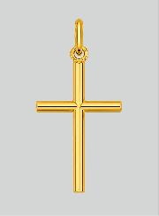 Ciondolo Croce Classica Filo Tondo - 22mm - Oro Massiccio 18k