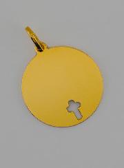 Medaglia Croce di Cristo da Incidere - 16mm - Oro Massiccio 18k