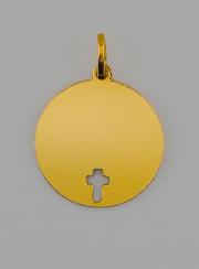Medaglia Croce di Cristo da Incidere - 16mm - Oro Massiccio 18k