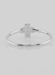 Anello Croce & Diamanti - Argento massiccio - Misura 54