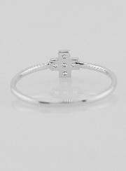Anello Croce & Diamanti - Argento massiccio - Misura 58