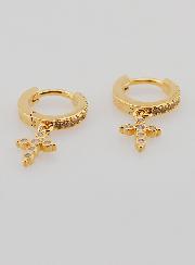 Orecchini Cerchi e Croci Ortodosse  in Oro Placcato 18k & Diamanti