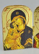 Icona Religiosa Dittico Madonna di Vladimir & Cristo Pantocratore - 7cm