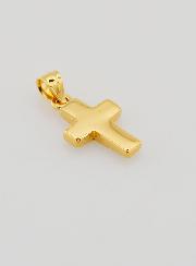 Ciondolo Croce Placcato Oro 18 Carati - Smalto Blu