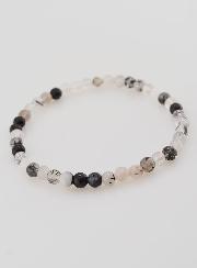 Bracciale in Pietra Naturale Cristallo di Rocca e Tormalina - 4mm